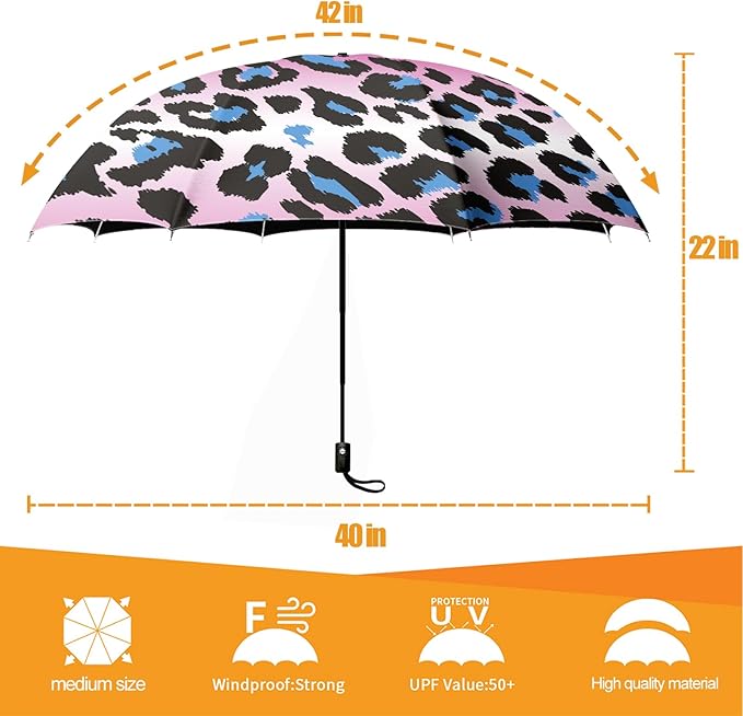 Small Compact Travel Automatic Folding Umbrella for Women, Portable Lightweight, Rain, Wind, UV Sun Shade