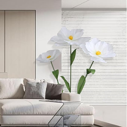 5.9 Ft Large Paper Artificial Flowers,Giant Flowers for Decoration,Standing Huge Handcrafted Poppy Flowers for Garden,Hotel,Office,Photography Props,Wedding,Art Gallery,Shop Window Display(B-White)