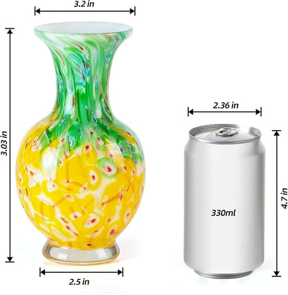 KAMMAK Colored Glass Vase, Beautiful Hand Blown Decorative Vase, Modern Art Vase for Flower Mantle Dining Table Centerpiece, Entryway Living Room Wedding Decoration, HR003