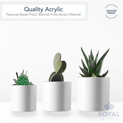 Royal Imports Flower Acrylic Vases Cylinders - Decorative Centerpiece Display for Home or Wedding - Non Breakable Plastic, Set of 3 (4", 5", 6") - White