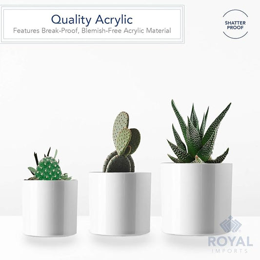 Royal Imports Flower Acrylic Vases Cylinders - Decorative Centerpiece Display for Home or Wedding - Non Breakable Plastic, Set of 3 (4", 5", 6") - White