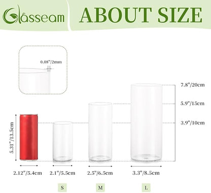 Cylinder Glass Vase Set of 30, Cylinder Vases for Centerpieces Bulk, Modern Clear Hurricane Candle Holders for Pillar Candles, Wedding Flower Vases for Floating Candle Table Decorations