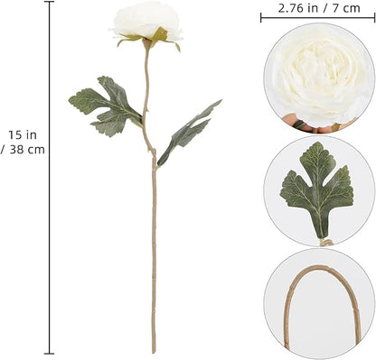 IPOPU 10pcs White Peonies Artificial Flowers Real Touch Silk Peonies with Stems Fake Peony for DIY Wedding Bouquets Bridal Shower Centerpieces Arrangements Party Tables Decorations