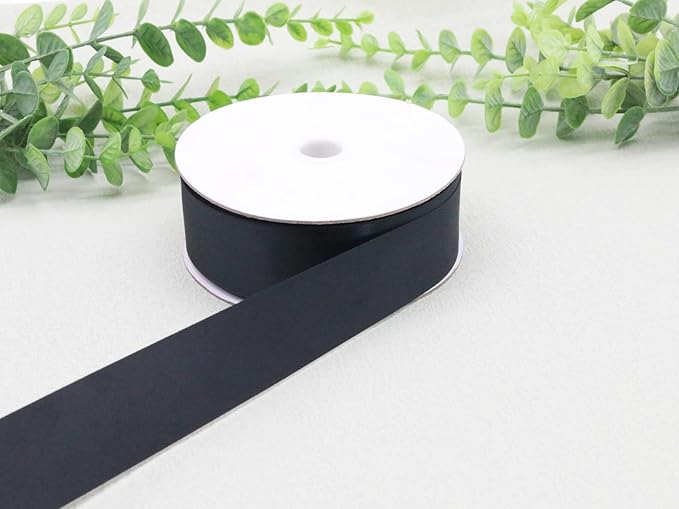 50Yards Black Double Faced Satin Ribbon 1.5 inch Flower Boutique Gift Wrapping Ribbon for DIY Crafts Bow Hair Headband Accessories