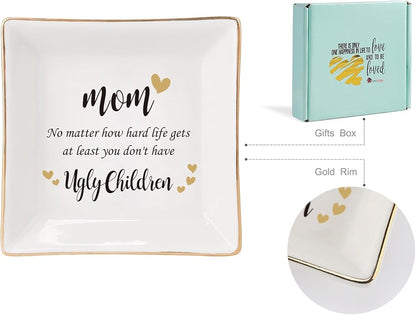 HOME SMILE Ceramic Ring Dish Jewelry Tray for Mom Sister Friends