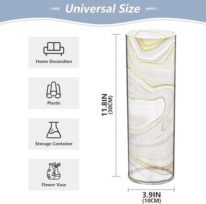 Vase Plastic Vase Elegant Cylinder Flower Vase Shatterproof Decorative Centerpiece for Home Table Office Weddings Events (11.8 x 3.9 in)