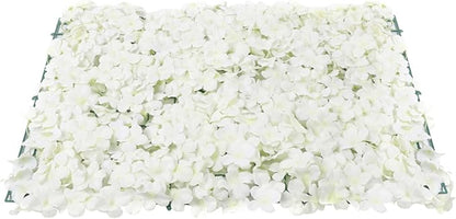 Flower Wall Panels, 10Pcs Artificial Flower Wall 3D Flower Wall Backdrop White Silk Rose Floral Decorative Faux Flower Wall Background for Wedding Home (White,15.7 * 23.6 in)
