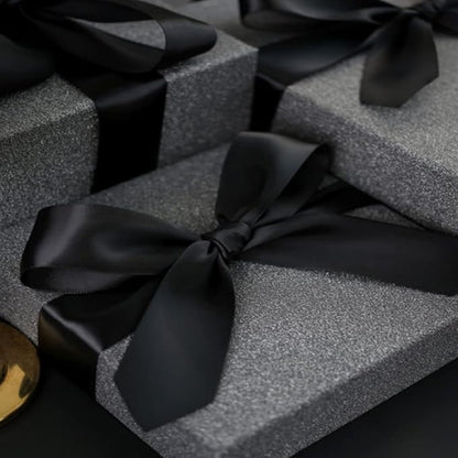 LIUYAXI 1-1/2 Inches 50 Yards Black Satin Ribbon, Solid Fabric Ribbon Roll for Flower Bouquets, Gift Wrapping, Wedding, Handmade Crafts
