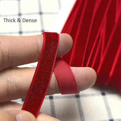 Chenkou Craft 25 Yards 3/8" Christmas Red Velvet Ribbon Total 30 Colors Assorted Lots Bulk (Red, 3/8"(10mm))