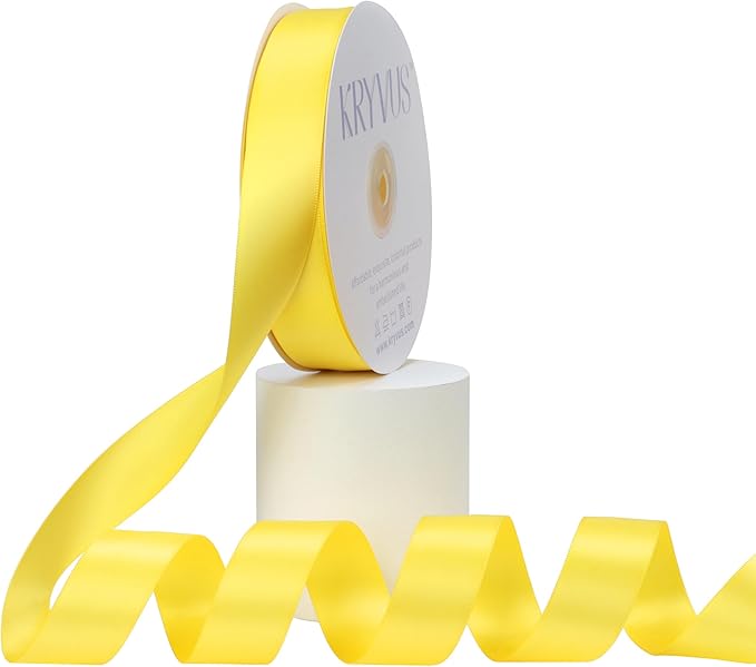 Daffodil Yellow Satin Ribbon, Double Faced 1 Inch X 50 Yards Daffodil Ribbon, Premium Satin Ribbon for Gift Wrapping, Crafts, Hair Bow Making, Sewing, Flower Bouquet, Wedding Party Decor