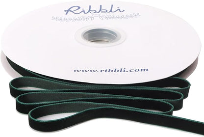 Ribbli Dark Green Velvet Ribbon 3/8 Inches Continuous 25 Yard Spool Green Christmas Ribbon for Gift Wrapping Crafts Home Decor