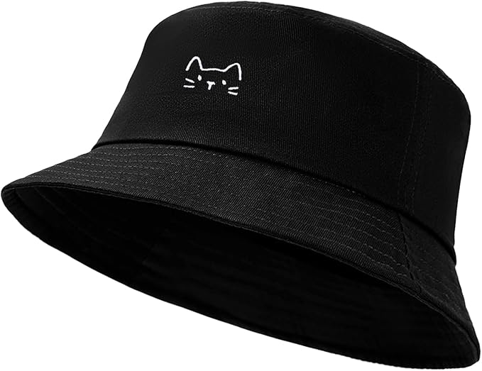 Fashion Embroidered Bucket Hat Cotton Summer Beach Sun Hat for Women Men Teen