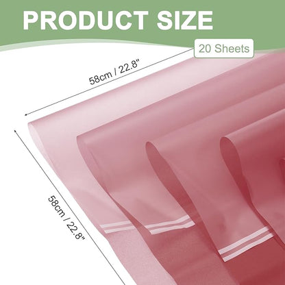 PATIKIL Flower Gift Wrapping Paper, 20 Sheets Waterproof Bouquet Paper Wrap Florist Supplies Packaging Floral Papers for Wedding DIY Craft Valentine Mother's Day, Pink