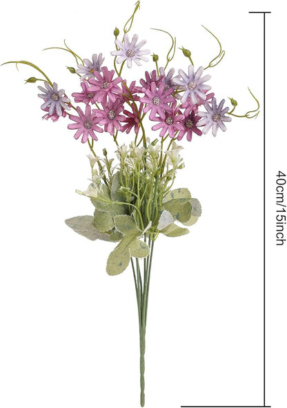 Artificial Flowers Wildflowers Silk Daisy Spring Fake Daisies Decoration Summer UV Resistant Colorful Mixed Bundles Faux Greenery Outdoor Plant Stem Filler for Home Decor Indoor Floral Arrangements