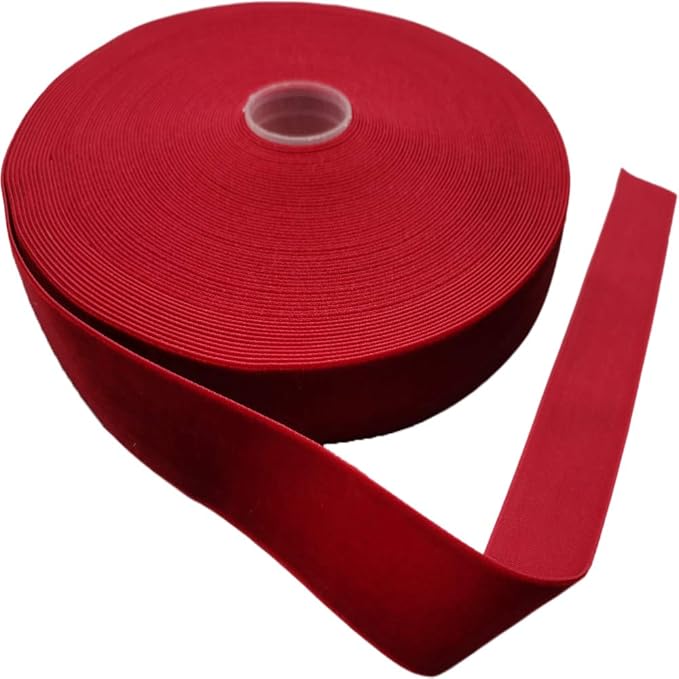 Nylon Velvet Ribbon Single Faced,1 Inch X 25Yards Spool (Hot Red)