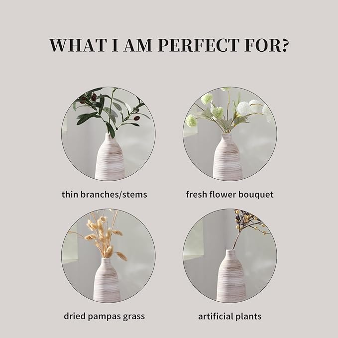 ALMA 18 inch Extra Tall Floor Vase for Home Decor, Large Boho Vase for Tall Pampas Grass, Cream Ceramic Flower Vase for Centerpieces, Living Room Floor, Entryway Floor, Mantel, Bookshelf