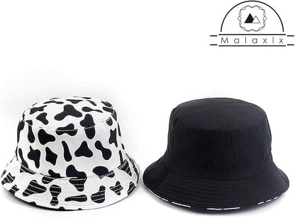 Malaxlx Unisex Bucket Hat Beach Sun Hat Aesthetic Fishing Hat for Men Women Teens, Reversible Double-Side-Wear