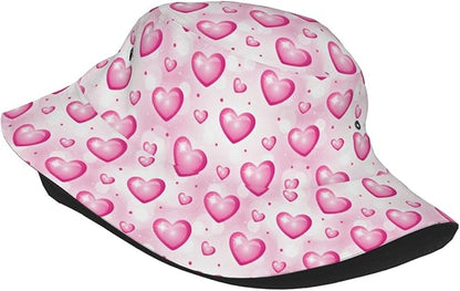 Love Bucket Hat Heart Fisherman Cap Romantic Bucket Hats Sun Caps for Hiking Camping