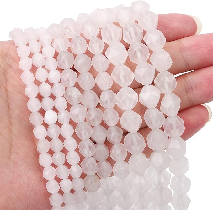 Faceted Natural White Agate Stone Round Beads 8mm 36cm/Strand for Jewelry Making