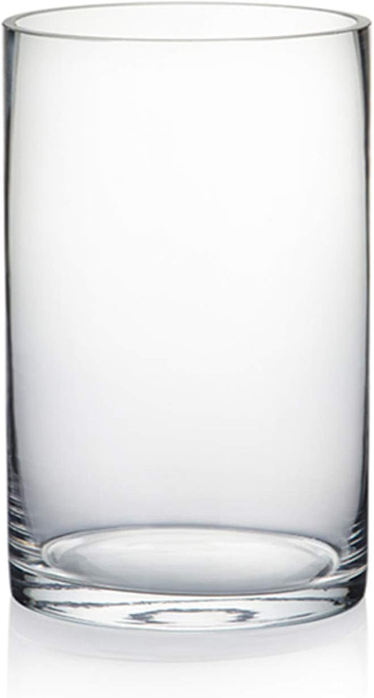 WGV Cylinder Vase, Diameter 5", Height 8", Clear Glass Floral Planter Container, Floating Candle Holder for Wedding Party Event Home Office Decor, 1 Piece