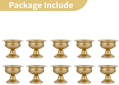 Nuptio Pcs of 10 Mini Sized Metal Urn Planter Elegant Wedding Centerpieces Vase for Wedding Party Decoration, 12.6cm/4.96" Tall Trumpet Vase Flower Holder for Anniversary Ceremony