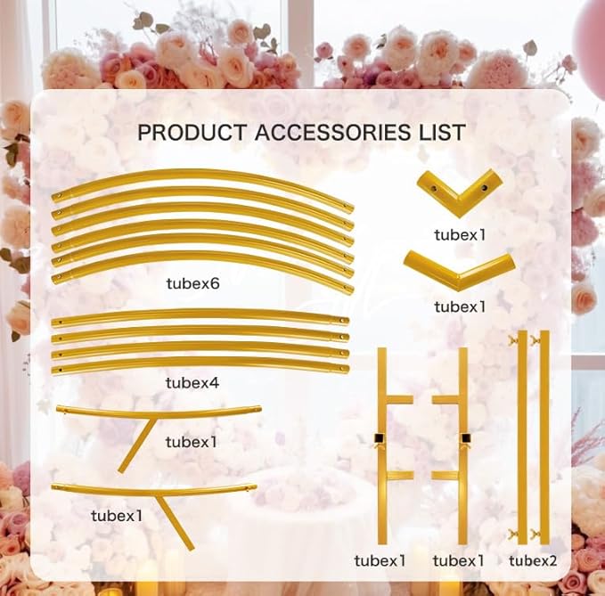 Heart Shape Wedding Metal Arch Backdrop Gold Flower Balloon Arbors Stand for Wedding Birthday Party, Graduation Decorations and Baby Shower 2.2M