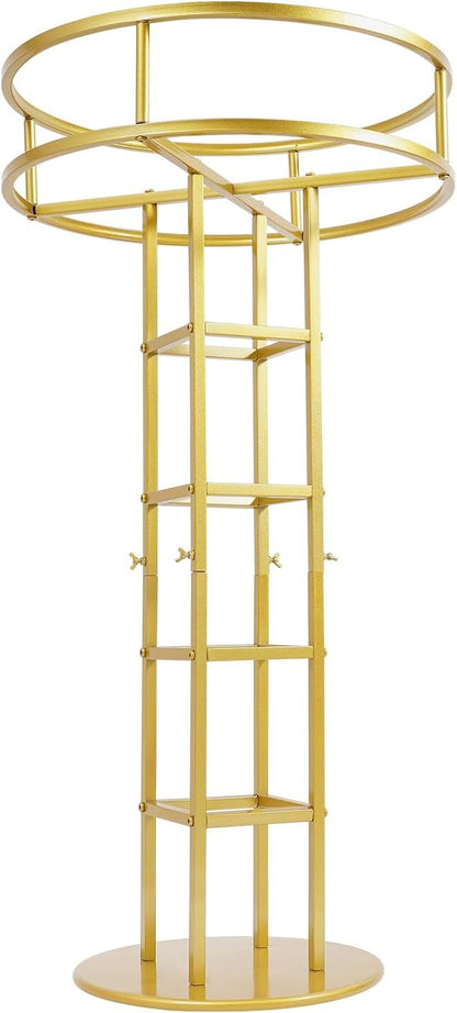Wedding Flower Display Stand, Gold Open Flower Frame, 46.65 in Tall Metal Floral Riser, Wedding Centerpiece Top Flower Display Stand Pedestal, for Wedding Birthday Party Events Decor