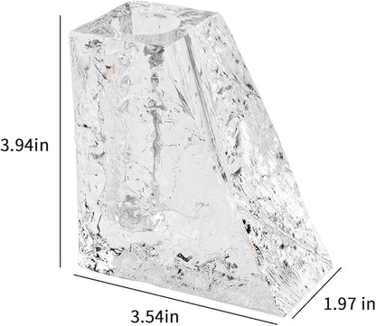 Crystal Flower Vase with Glacial Texture, Clear, Handcrafted Centerpiece for Wedding, Home Decor, Table Display
