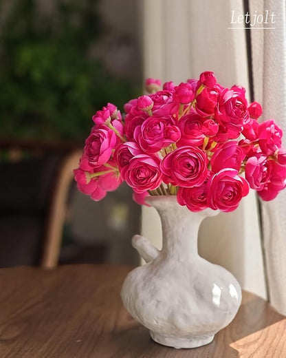 Letjolt Ranunculus Artificial Flower ROSEO Pink Silk Flowers Faux DIY Bouquet for Wedding Engagement Centerpieces Arrangements Bridal Shower Decorations Home Decor 18pcs