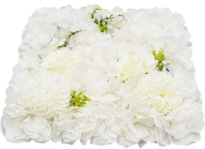 Gdrasuya10 12PCS Artificial Flower Wall Panel Wedding Backdrop Event Party Photography Flower Wall Background White Realistic Flower Wall Backdrop Faux Floral Wall Decor
