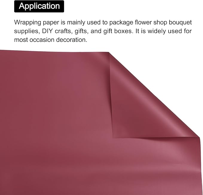 MECCANIXITY Pearlescent Film Flower Wrapping Paper 22.8x22.8 Inch Waterproof for DIY Crafts, Gift/Gift Box Packaging Cherry Red Pack of 10