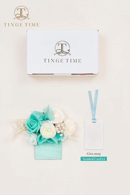 TINGE TIME Boutonniere for Men Wedding,Groom and Best Man Boutonniere for Wedding, Prom, Homecoming, Anniversary, Graduation, Christmas Dinner (1, Teal Blue & Champange)