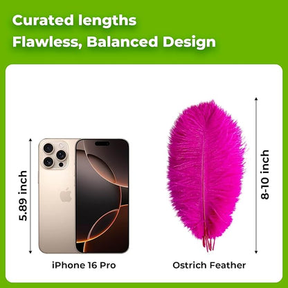 Piokio 20 pcs Fuchsia Ostrich Feathers Plumes 8-10 inch(20-25 cm) Bulk for DIY Handmade Artwork and DIY Clothes, Feather Pens, Dream Catcher, Table Decoration.