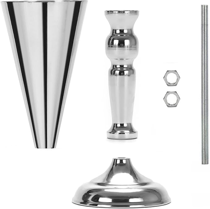 2 Pcs Metal Wedding Flower Trumpet Vase Table Decorative, Wedding Decorations for Reception, Home Decor, Large Party Event Decoration Silver