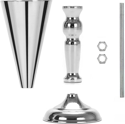 Tabletop Metal Wedding Flower Trumpet Vase Table Decorative Gold,Silver Candlestick Holders Flower Vase Stand Wedding Road Lead Tall Flower Holders (Silver, 10xM)