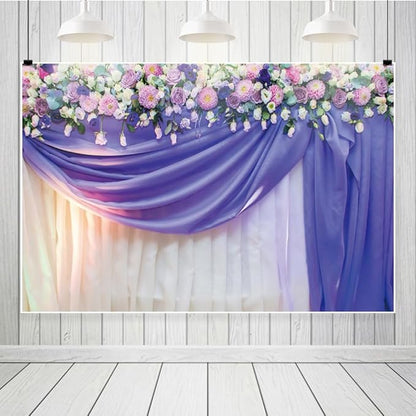 Leowefowa Flower Wedding Backdrop Wedding Pink Roses Floral Curtain Photography Background for Weeding Birthday Baby Shower Party Decorations Backdrop Photobooth 12x10ft Vinyl