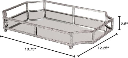 Kate and Laurel Ciel Metal Mirrored Ornate Scalloped Decorative Tray, Silver
