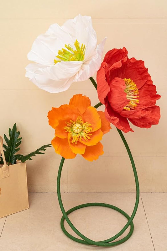 16“ Paper Flowers Decorations for Wall - Flower Wall Decorations - Large Flowers Decorations for Room Bridal Shower Baby Shower (3, Orange Yellow+ Orange Red+ White)