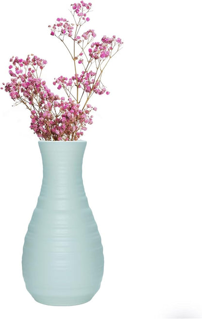 2 Pack Composite Plastics Flower Vase, Unbreakable Ceramic Look Vase for Home Decor Centerpieces, Arranging Bouquets (Green)