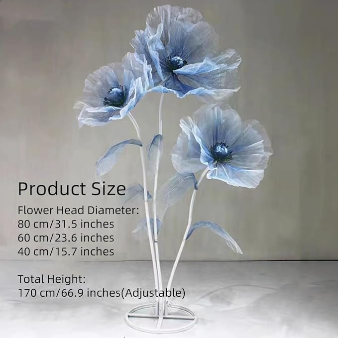 Giant Flowers for Decoration, 5.58 ft Big Artificial Organza Flower for Wedding Reception Birthday Christmas Party Backdrop Decor Photography Props Shop Window Display, Blue
