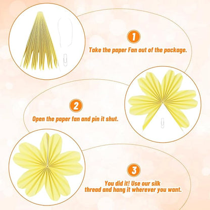 zilue Paper Fans Party Decorations Paper Flowers Decorations for Wall Classroom Floral Backdrop Baby Shower Birthday Party Flower Wall Decor Pack of 9 Pink Orange Ivory