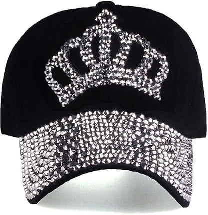 Gudessly Bling Women Baseball Cap Flower Snapback Rhinestone Sun Hats Adjustable Denim Jeans Hat