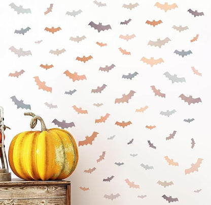 Halloween Wall Stickers 51pcs Colorful Bats Wall Decor, Halloween Decorations,Bat Stickers Removable Suitable for Bedrooms, Living Rooms, Party Scenes, Kindergartens