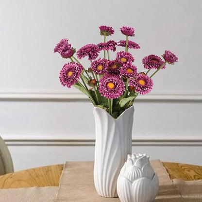 Purple Daisy Flowers Artificial 8pcs Realistic Faux Chrysanthemum Silk Calendula Flowers with Stems for Wedding Bouquet Home Party Decoration(Purple)