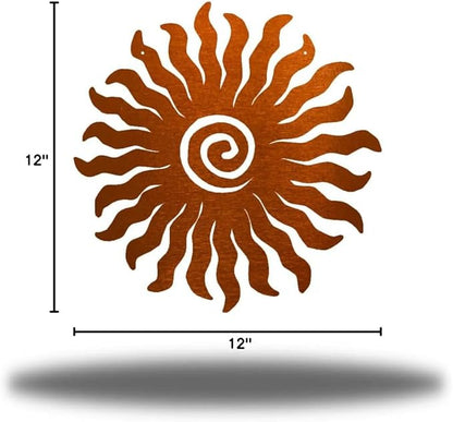 Riverside Designs Sunburst Metal Wall Art Steel Outdoor Decor - Heavy-Duty and Waterproof - Made in USA (24", Copper)