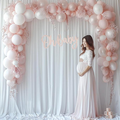 20x10ft Wrinkle Free White Backdrop Curtain for Parties Soft Fabric Drapes Wedding White Curtain Backdrop for Birthday Party Decorations Background for Photography 5x10ft, 4 Panels