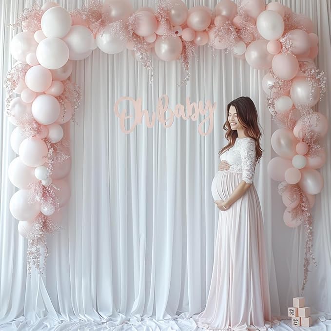 30x10ft Wrinkle Free White Backdrop Curtain for Parties Soft Fabric Drapes Wedding White Curtain Backdrop for Birthday Party Decorations Background for Photography 5x10ft, 6 Panels