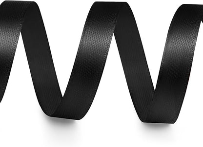 3/8" x 50 Yards Satin Ribbon - Black Silk Ribbon with Spool - Ideal for Gift Wrapping, Floral Bouquets, Crafts, Wedding Party Decorations, Christmas and Sewing Projects