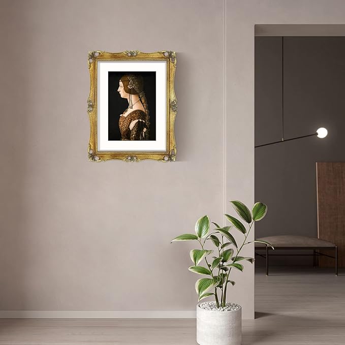 SIMON'S SHOP Gold Picture Frames 11x14 with Mat for 8x10 Artwork, Vintage 11x14 Frame Matted 8x10 Photo, Antique Gallery Wall and Tabletop Poster Frame
