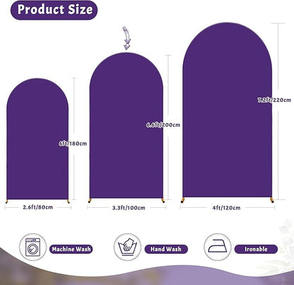 6FT Purple Arch Backdrop Cover - Polyester Fitted Wedding Arch Stand Covers Round Top Chiara Arch Backdrop Cover for Birthday Party Banquet Photo Background Decoration